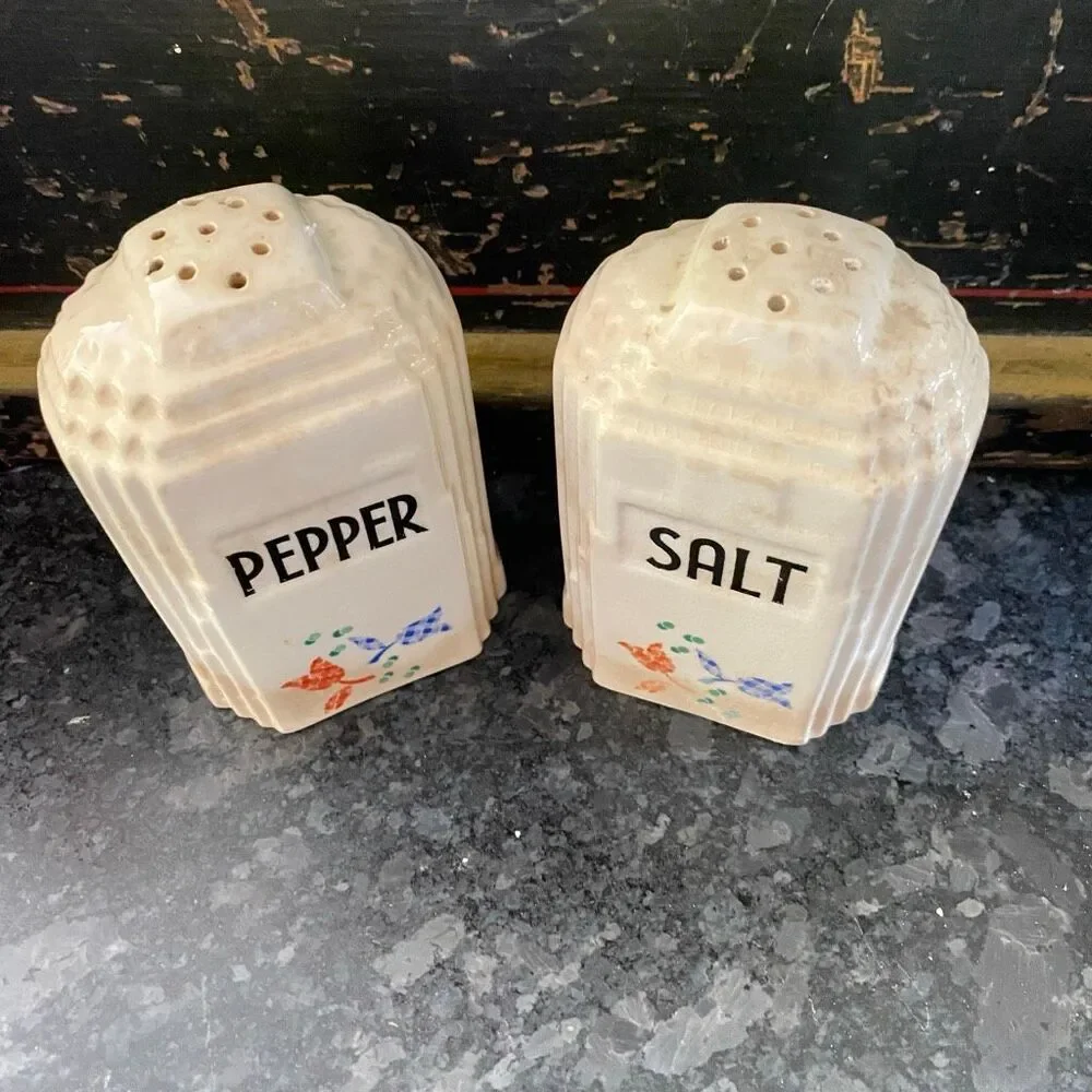 Vintage Art Deco Ceramic Salt Pepper Harker Stoppers